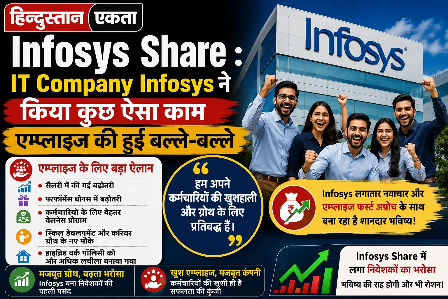 <span class="title-highlight-color">Infosys Share :</span> IT Company Infosys ने किया कुछ ऐसा काम एंप्लाइज की हुई बल्ले-बल्ले