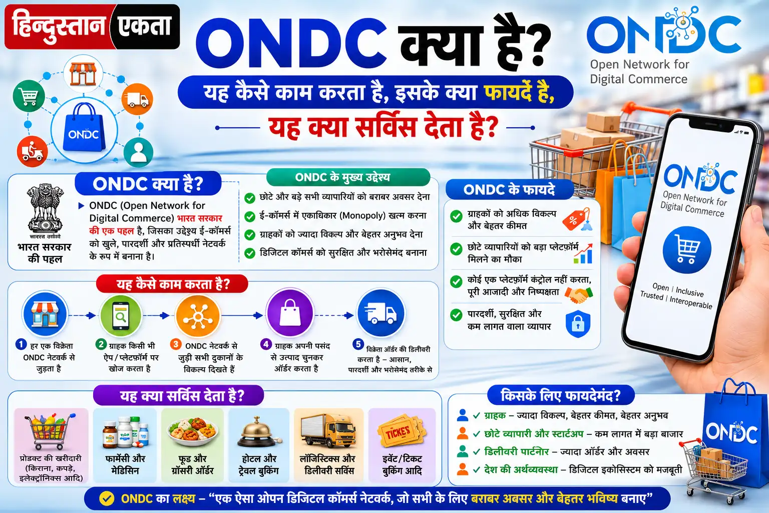 ONDC क्या है-यह कैसे काम करता है,इसके क्या फायदे है, यह क्या सर्विस देता है