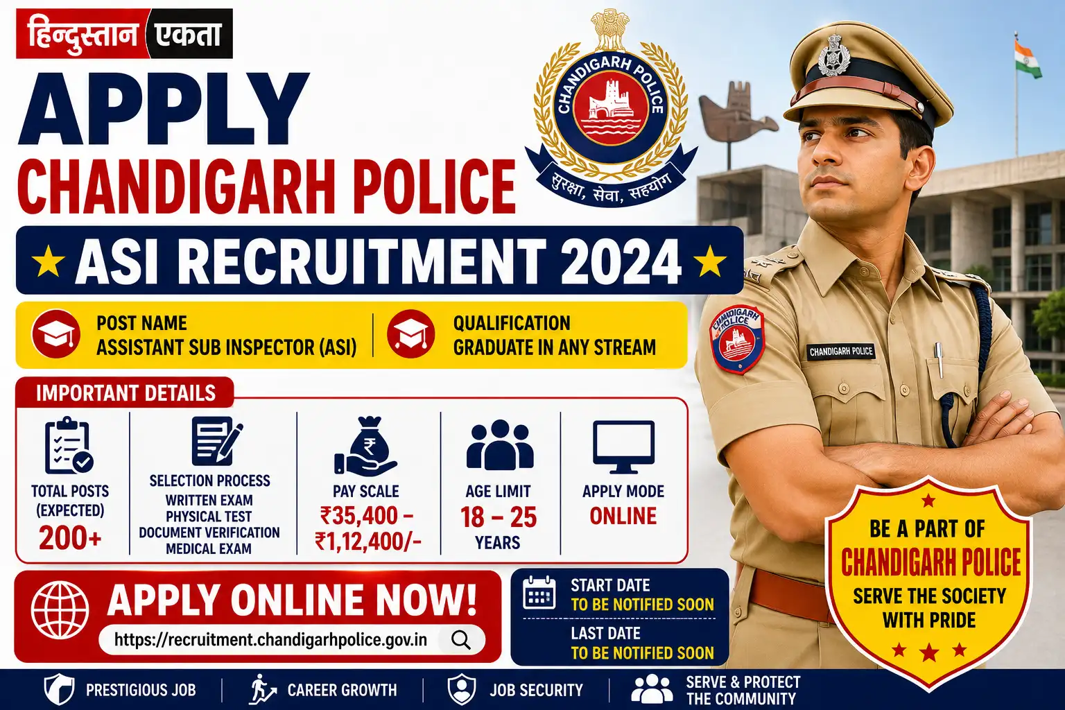 Apply Chandigarh Police ASI Recruitment 2024