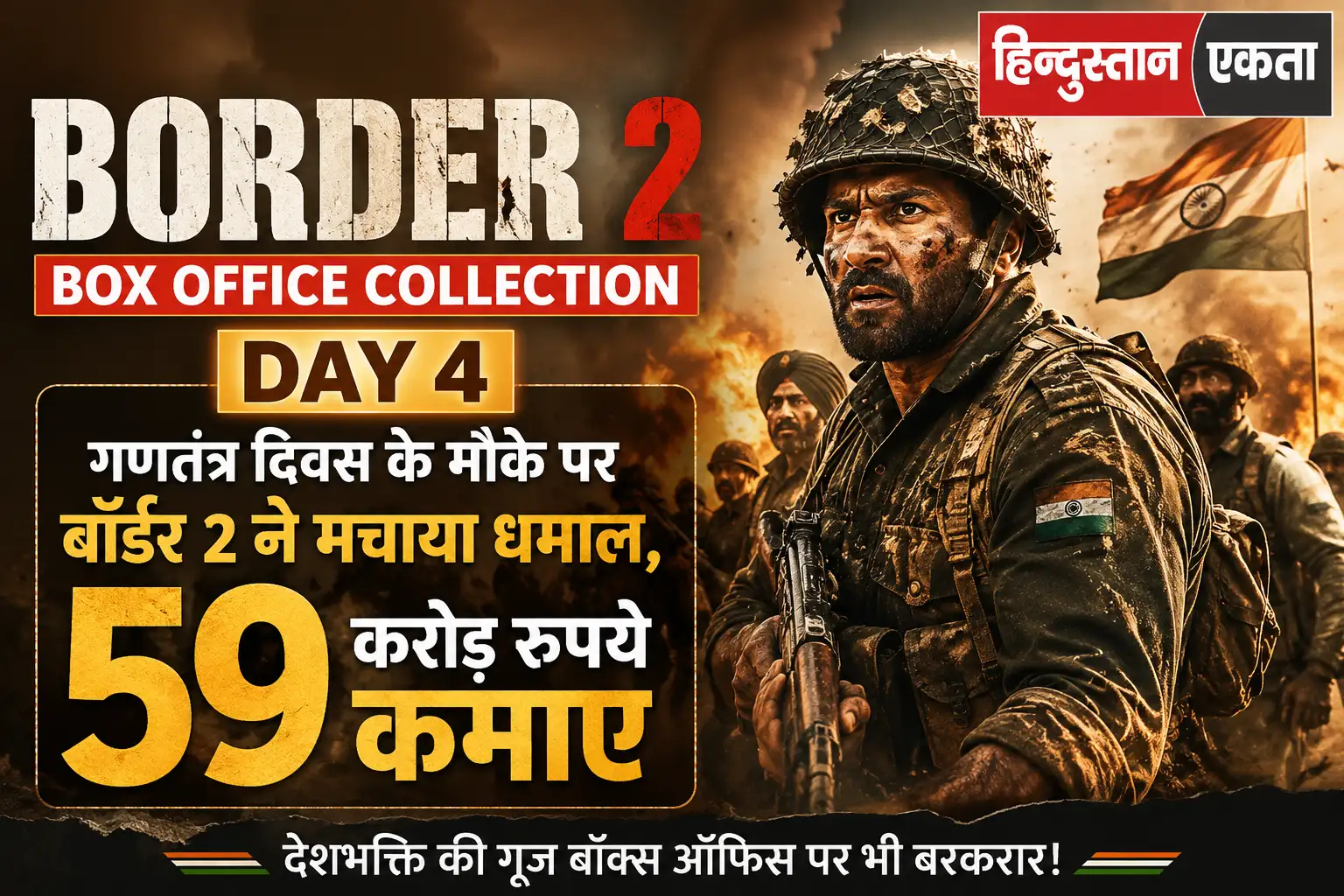 <span class="title-highlight-color">Border 2 Box office collection Day 4:</span> गणतंत्र दिवस के मौके पर बॉर्डर 2 ने मचाया धमाल, 59 करोड रुपए कमाए