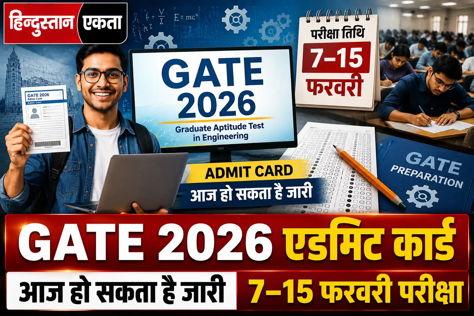 GATE 2026 एडमिट कार्ड आज हो सकता है जारी, 7 से 15 फरवरी तक होगी परीक्षा