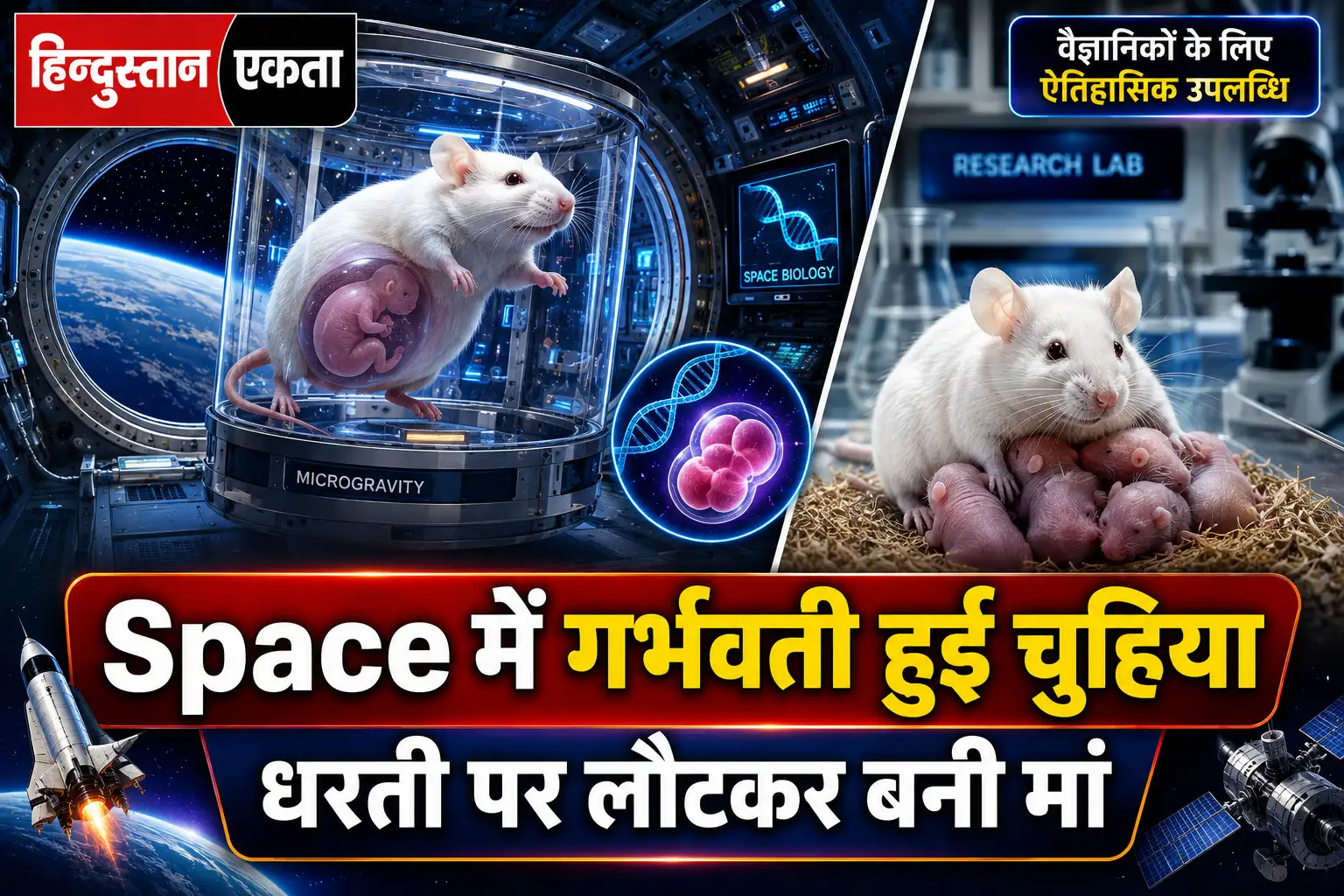 space में गर्भवती हुई चुहिया, धरती पर लौटकर बनी मां