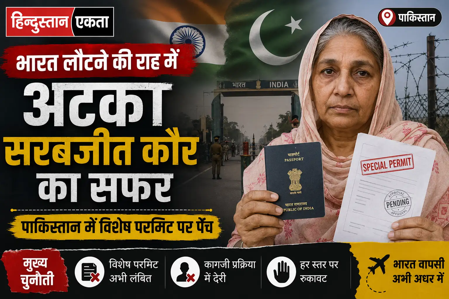 भारत लौटने की राह में अटका सरबजीत कौर का सफर, पाकिस्तान में विशेष परमिट पर पेंच