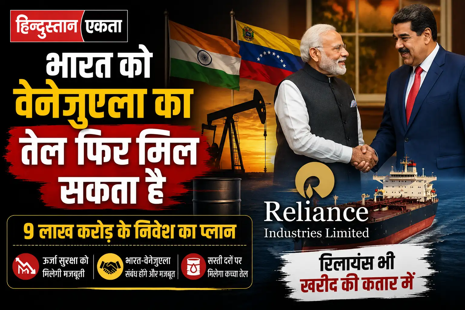 <span class="title-highlight-color">भारत को वेनेजुएला का तेल फिर मिल सकता है:</span>, 9 लाख करोड़ के निवेश का प्लान, रिलायंस भी खरीद की कतार में