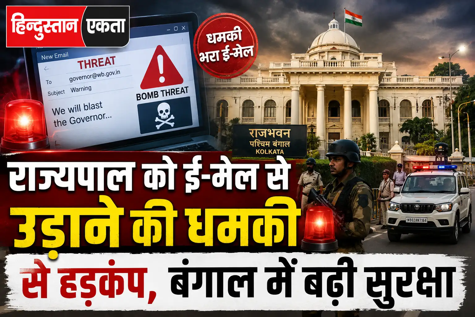 राज्यपाल को ई-मेल से उड़ाने की धमकी से हड़कंप, बंगाल में बढ़ी सुरक्षा