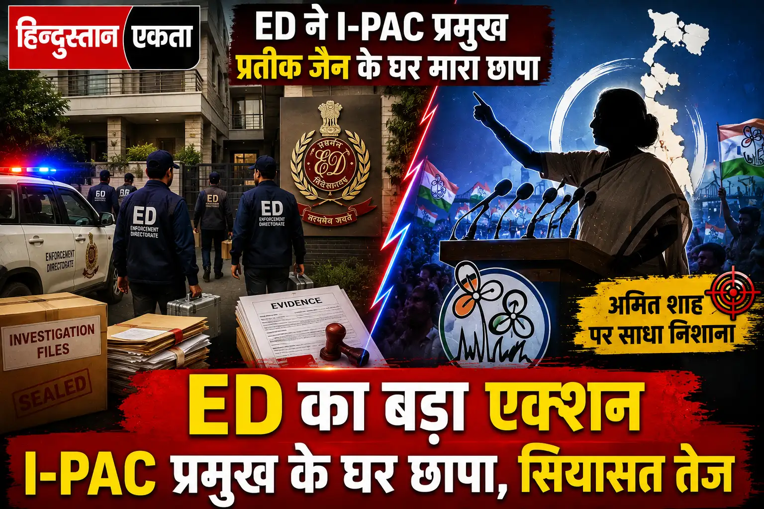 ED ने I-PAC प्रमुख प्रतीक जैन के घर मारा छापा; ममता बनर्जी ने अमित शाह पर साधा निशाना