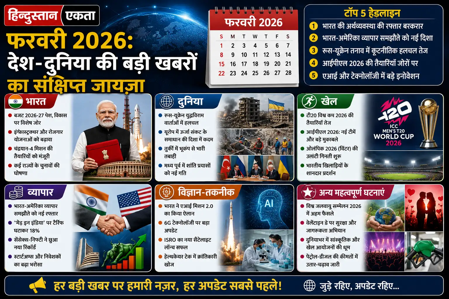 <span class="title-highlight-color">फरवरी 2026:</span> देश-दुनिया की बड़ी खबरों का संक्षिप्त जायज़ा