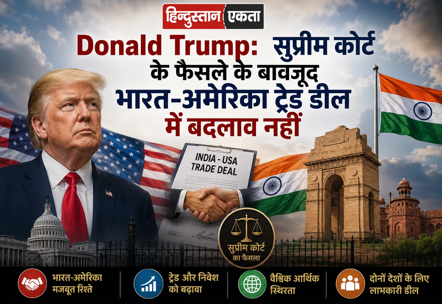 <span class="title-highlight-color">Donald Trump:</span> सुप्रीम कोर्ट के फैसले के बावजूद भारत-अमेरिका ट्रेड डील में बदलाव नहीं