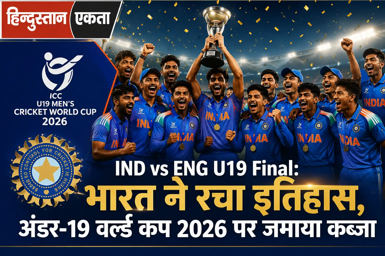 <span class="title-highlight-color">IND vs ENG U19 Final:</span> भारत ने रचा इतिहास, अंडर-19 वर्ल्ड कप 2026 पर जमाया कब्जा