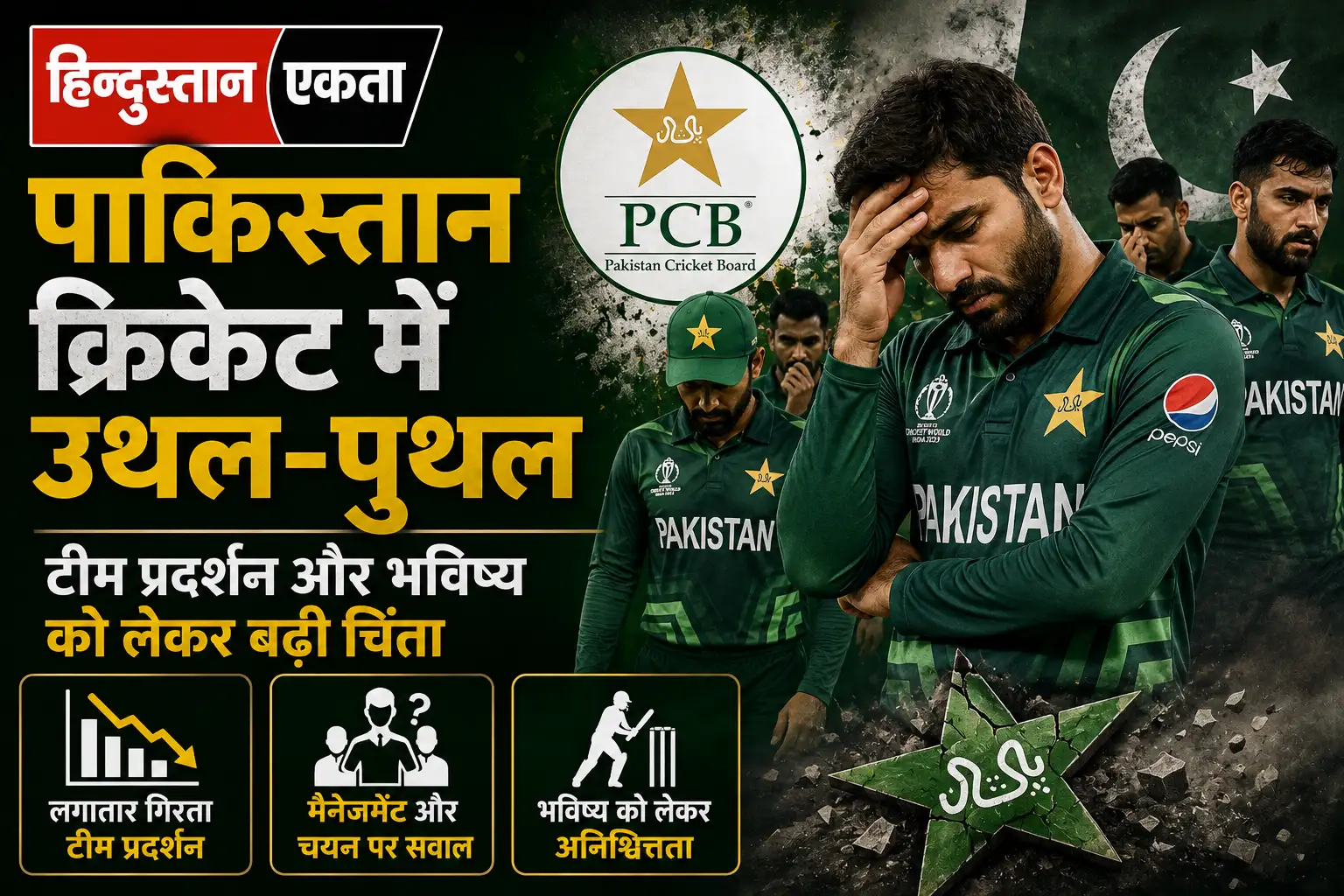 <span class="title-highlight-color">Pakistan Cricket:</span> पाकिस्तान क्रिकेट में उथल-पुथल, टीम प्रदर्शन और भविष्य को लेकर बढ़ी चिंता