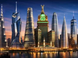 दुनिया की 7 सबसे ऊंची इमारतें – बुर्ज खलीफा, मर्डेका 118, शंघाई टावर और अन्य गगनचुंबी इमारतों का दृश्य