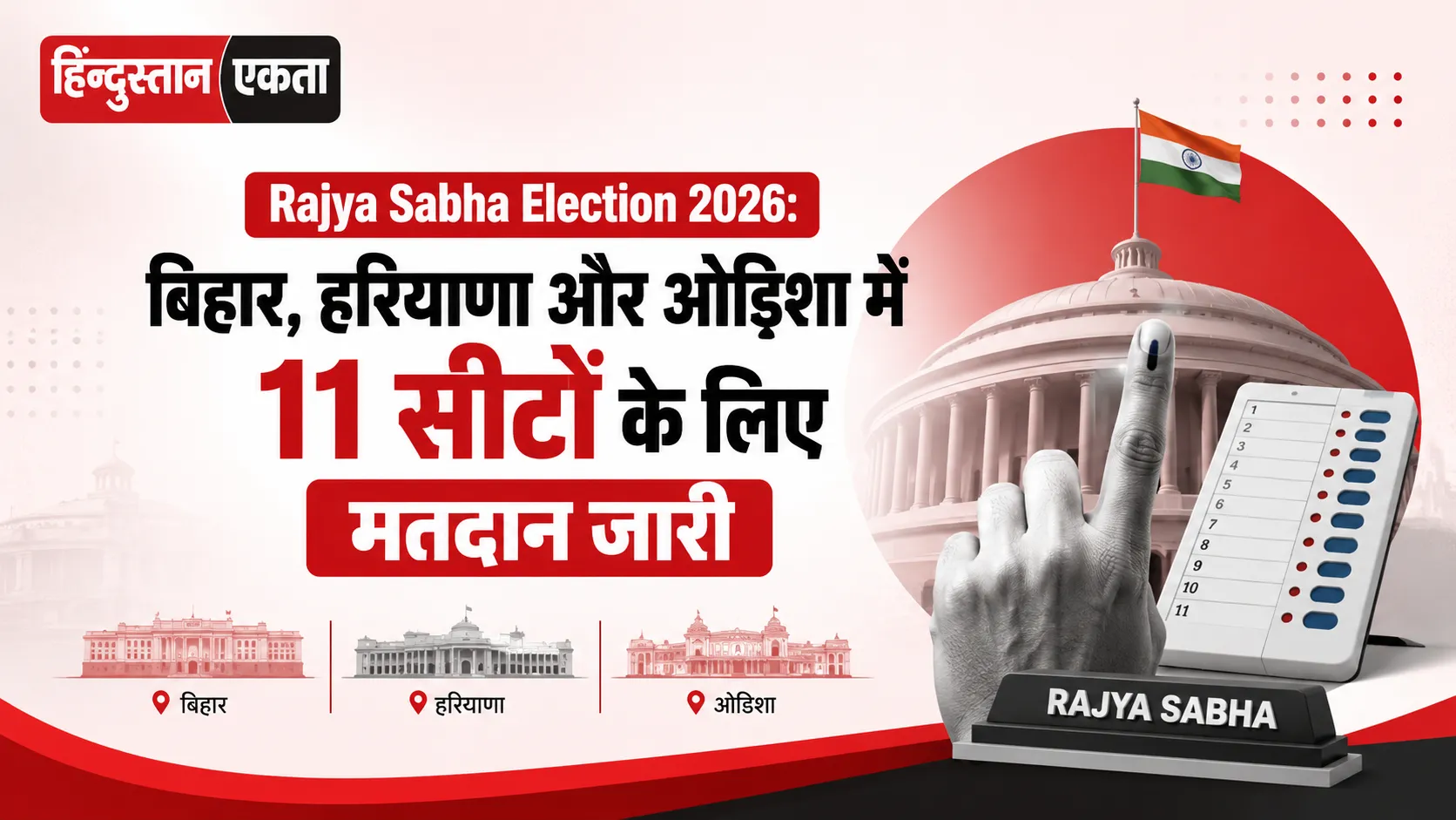 <span class="title-highlight-color">Rajya Sabha Election 2026:</span> बिहार, हरियाणा और ओडिशा में 11 सीटों के लिए मतदान जारी