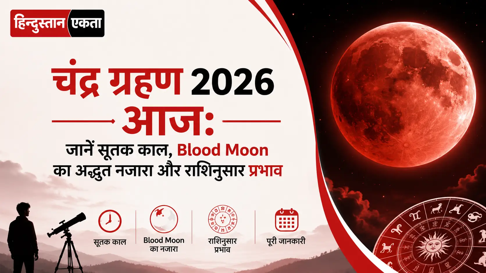 <span class="title-highlight-color">चंद्र ग्रहण 2026 आज:</span> जानें सूतक काल, Blood Moon का अद्भुत नजारा और राशिनुसार प्रभाव