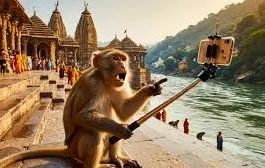 हरिद्वार में ‘व्लॉग बनाते बंदर’ का वीडियो वायरल, 100 मिलियन व्यूज का सच क्या है