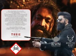 Yash in Toxic movie poster with announcement note about release delay and new date update