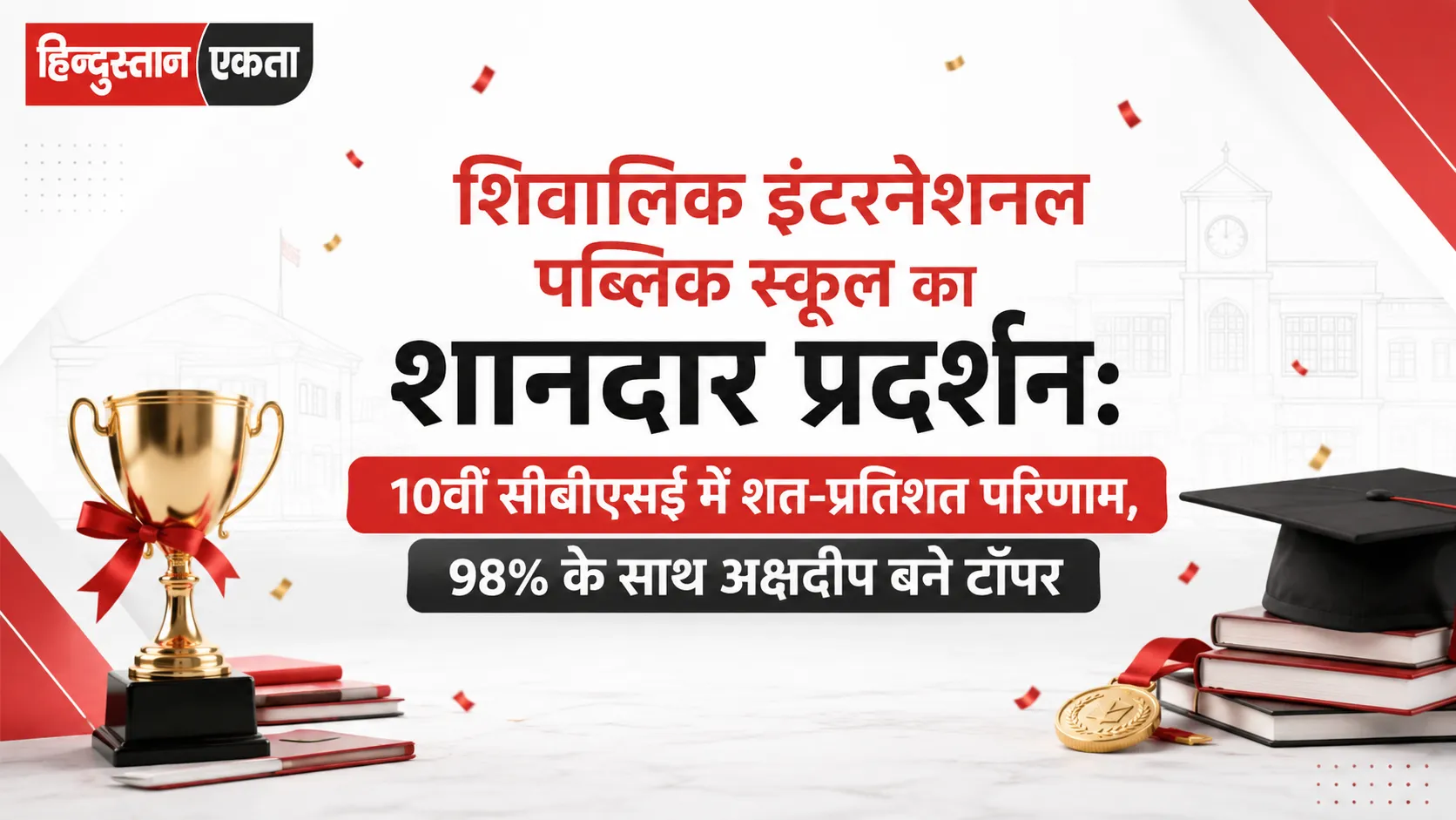 <span class="title-highlight-color">शिवालिक इंटरनेशनल पब्लिक स्कूल का शानदार प्रदर्शन:</span> 10वीं सीबीएसई में शत-प्रतिशत परिणाम, 98% के साथ अक्षदीप बने टॉपर