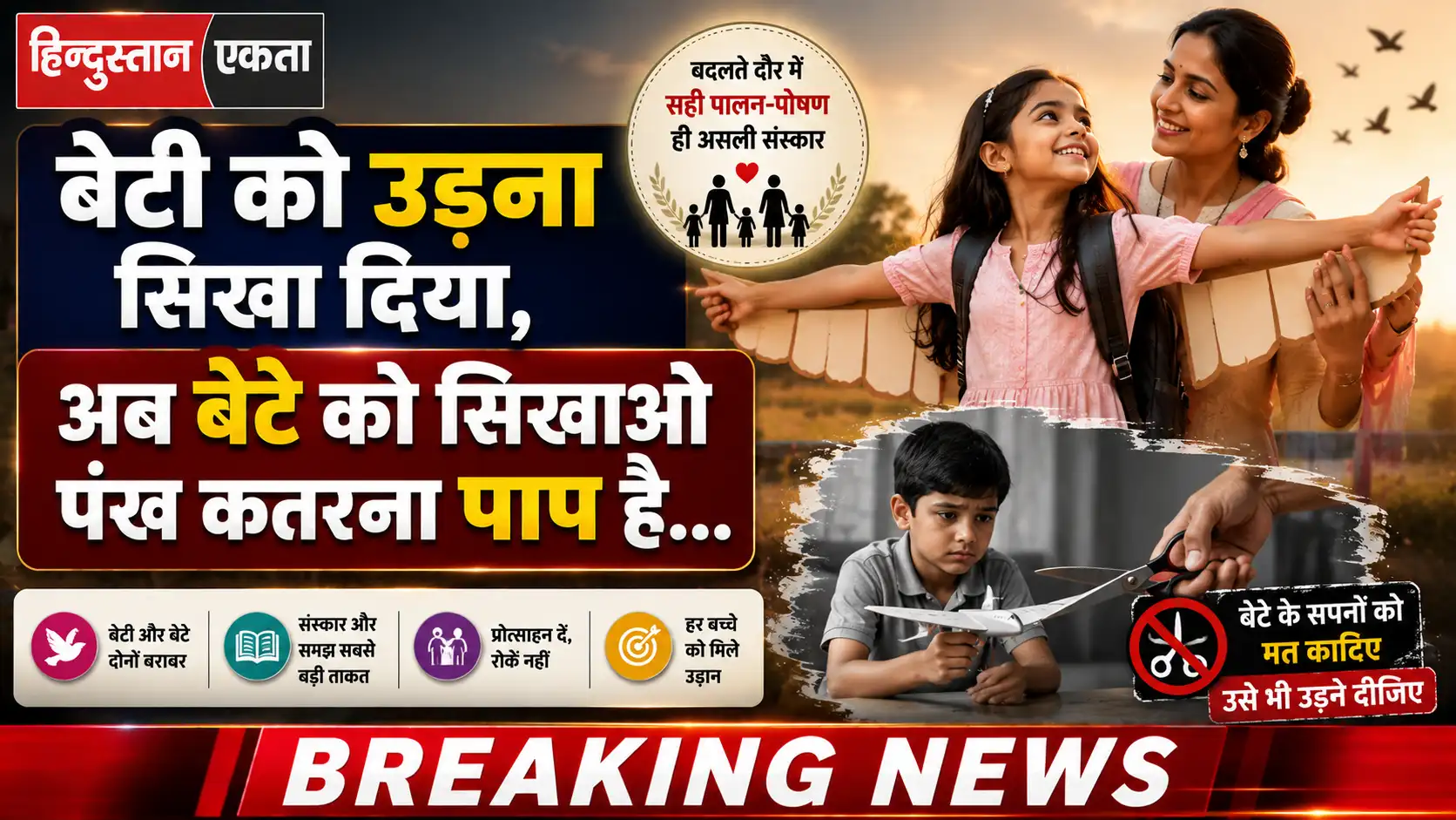 बेटी को उड़ना सिखा दिया,अब बेटे को सिखाओ पंख कतरना पाप है…
