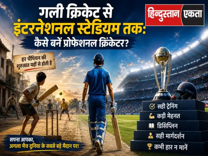 <span class="title-highlight-color">गली क्रिकेट से इंटरनेशनल स्टेडियम तक:</span> आखिर कैसे बनें प्रोफेशनल क्रिकेटर? जानिए पूरा रोडमैप