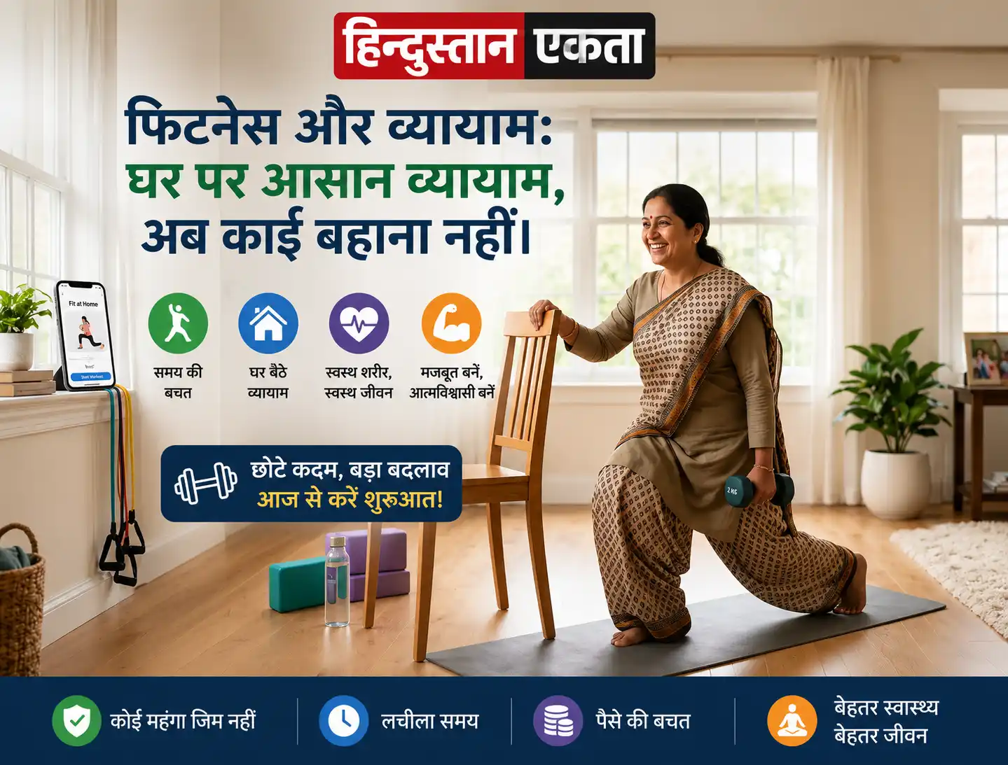 फिटनेस और व्यायाम: घर पर आसान व्यायाम