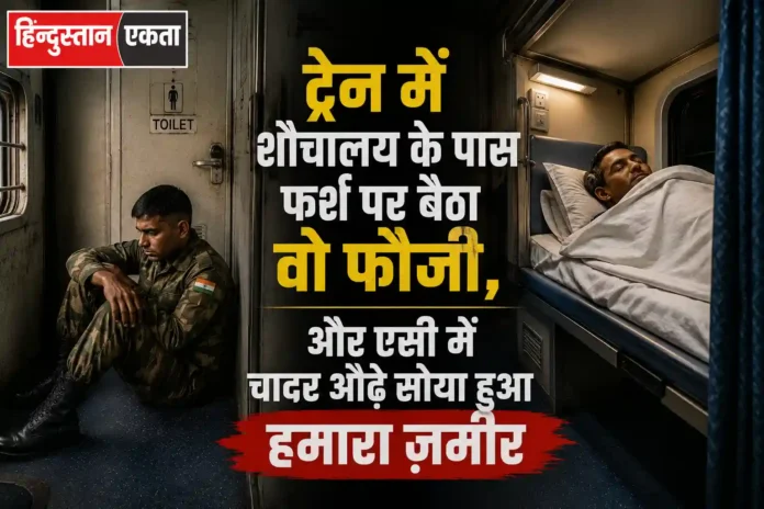 शौचालय के पास फर्श पर बैठा वो फौजी, और एसी में चादर ओढ़े सोया हुआ हमारा ज़मीर