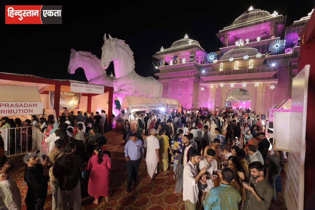 इस्कॉन श्री कृष्ण अर्जुन मंदिर में भव्य जन्माष्टमी महोत्सव, उमड़ा जन सैलाब