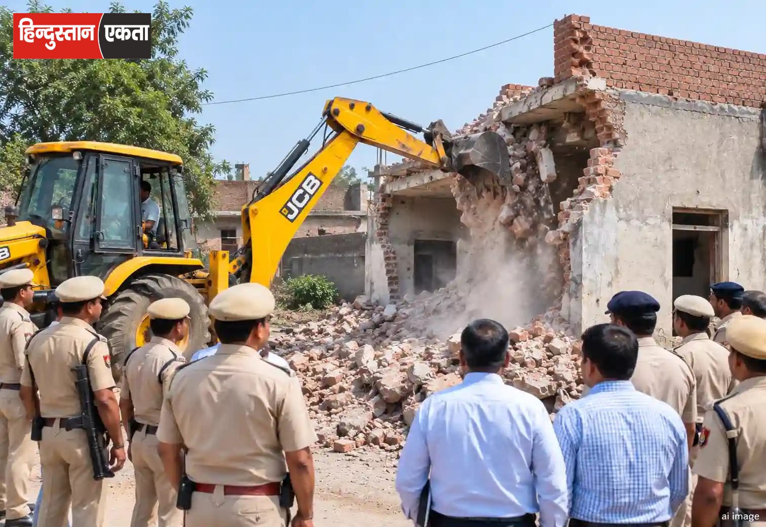 तितरम में नशा तस्कर के मकान पर चला पीला पंजा
