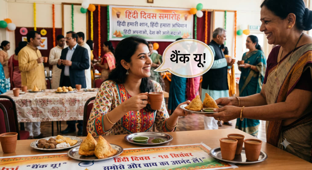 हिंदी के समोसे, चाय और अंग्रेजी का थैंक यू