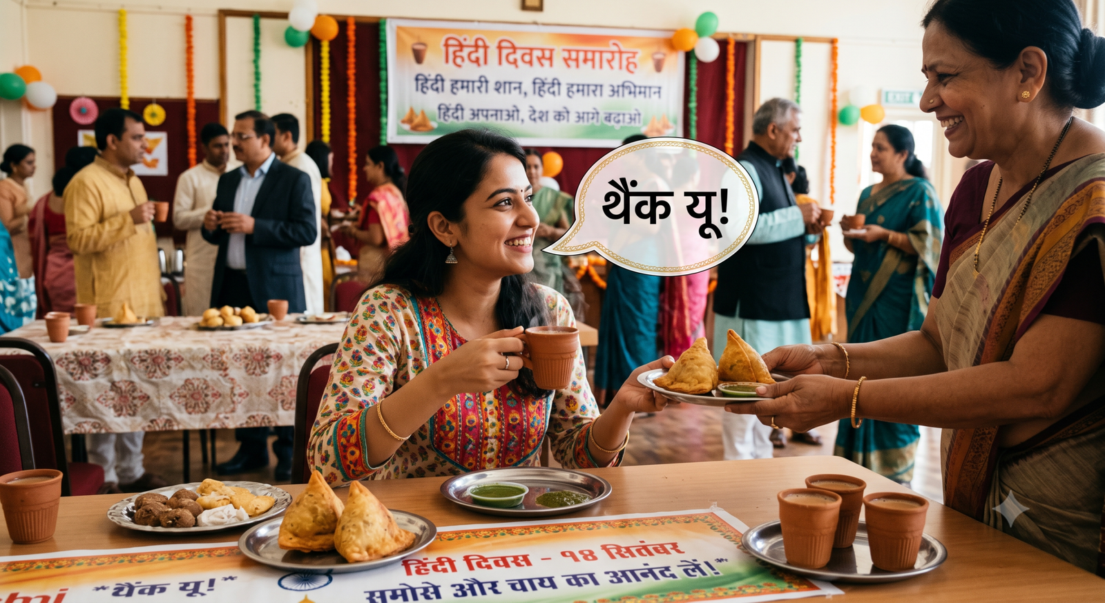 हिंदी के समोसे, चाय और अंग्रेजी का थैंक यू