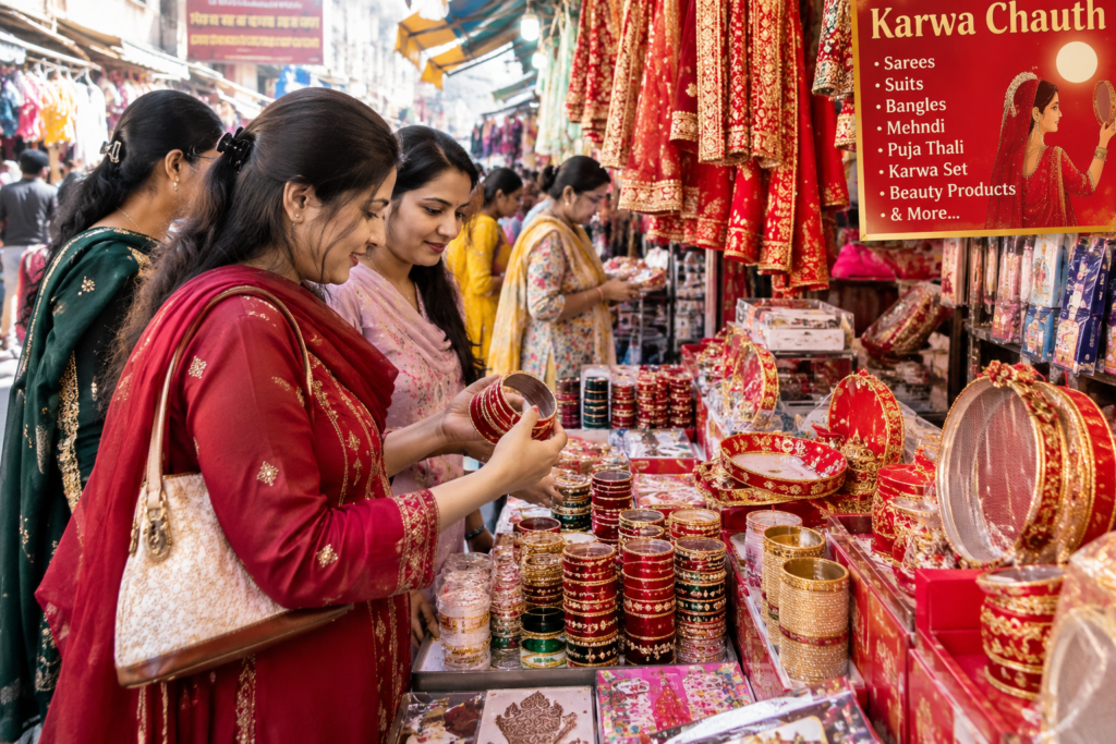 करवाचौथ आज: पति की लंबी आयु की कामना के साथ सुहागिनें रखेंगी व्रत, कैथल के बाजारों में छाई रौनक